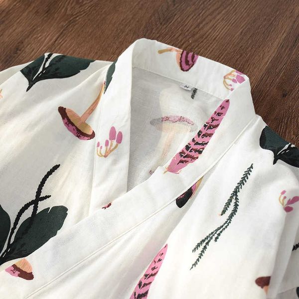 Kimono giapponese accappatoio camicia da notte da donna estate e autunno garza di cotone a maniche lunghe servizio a casa vestiti da sauna vestaglia da donna 210924