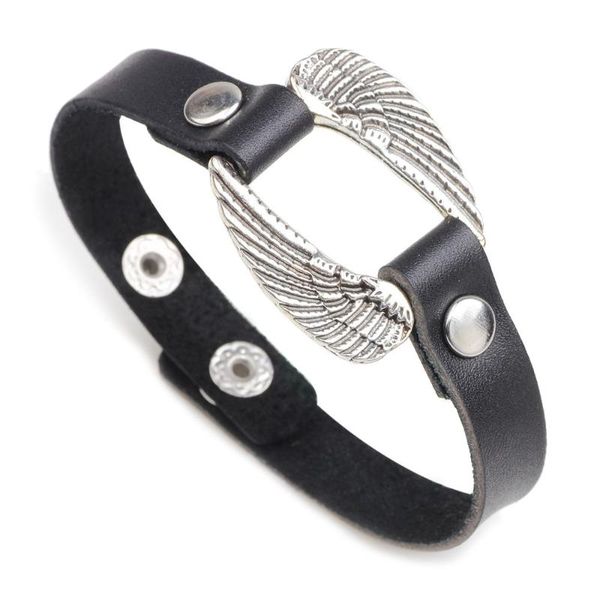 

charm bracelets metallic wing leather bracelet for men wide 2021 fashion punk style, Golden;silver