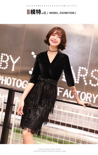 

evening women 2021 banquet short black drs slim party small annual meeting, White