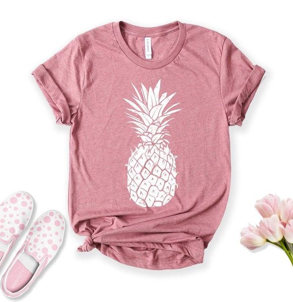 

women's t-shirt for women graphic tees foodie pineapple shirt 100% cotton crewneck short sleeve cute fashion ladies plus size, White