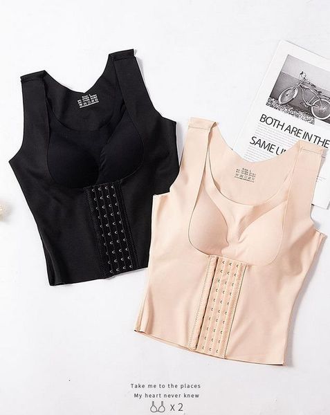 

women's shapers women reducing girdle posture corrector bra seamless underwear slimming belly sheath cross back tank body fitness vest, Black;white