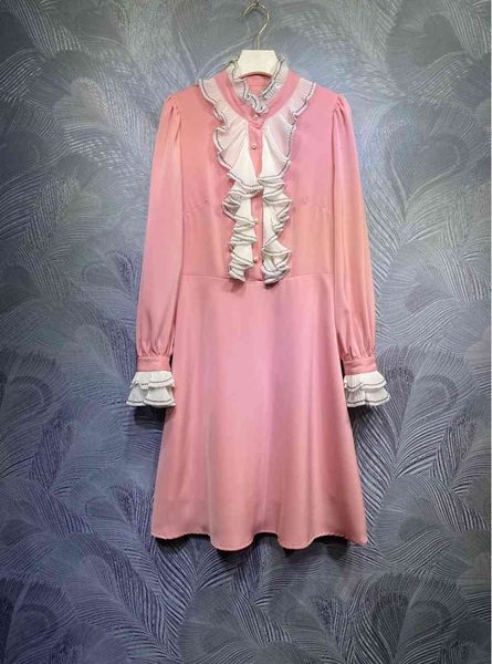

runway dresses zim australian spring dress high-quality court style ruffle stitching spgw, Black