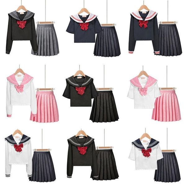 

clothing sets white black pink sailor jk skirt set schoolgirl uniform japanese school uniforms student clothes anime cosplay short/long slee