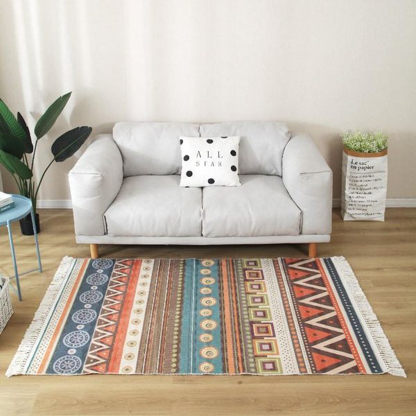 

carpets morocco retro living room carpet hand woven cotton linen area rug for bedroom decor nordic tassels sofa table floor mat