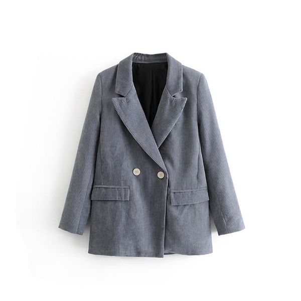 

women's suits & blazers women corduroy elegant blazer jacket female long sleeve notched double breasted button panelled pocket office l, White;black