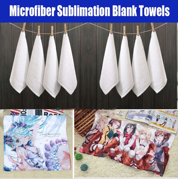 Sublimation Microfiber Пустые полотенца Белый Автомобиль Чай Тепловой перевод Сублимат лица полотенце для волос 30 * 60см 30x30см 15 * 15 см