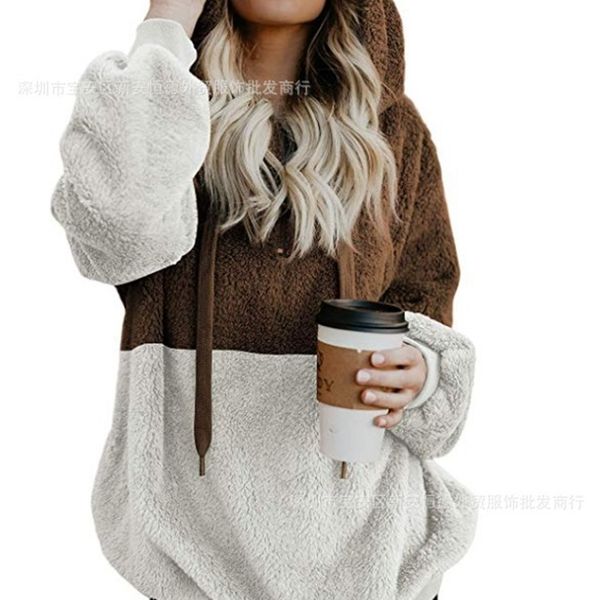 

2019 long sleeve hooded solid color women's sweater, Black