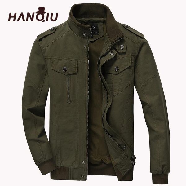 

men's jackets hanqiu plus size 6xl brand bomber jacket men autumn cotton male cargo coat army military jaqueta masculino, Black;brown
