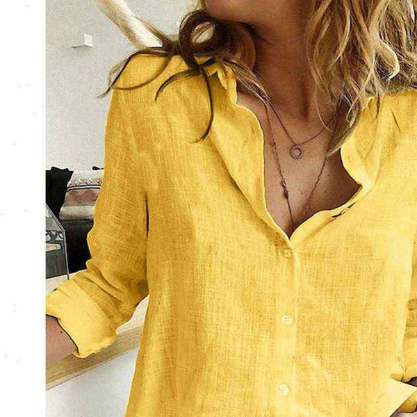 

women shirt leisure white yellow shirts button lapel cardigan lady loose long sleeve oversized womens blouses spring blusas mujer