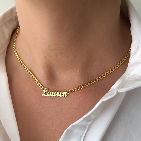 

chains stainless steel cuban chain custom hip hop necklace old english name manufacturer, Silver