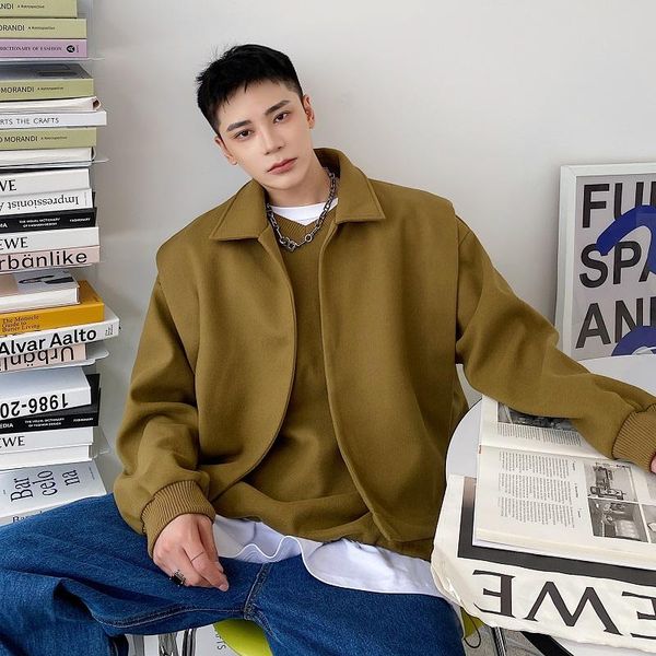 

men's hoodies & sweatshirts 2021autumn korean style unique two-piece design vest men casual loose hedging woolen size m-xl, Black