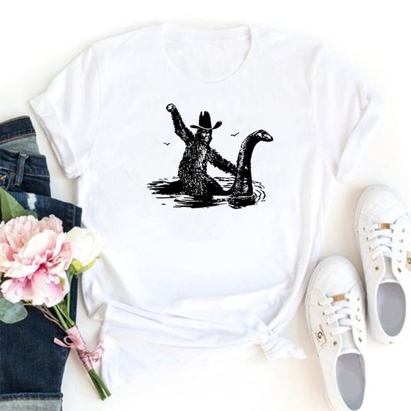 

funny animal printing pattern tee shirt femme fashion aesthetic clothes camiseta mujer o-neck loose and casual tshirt women women's t-s, White