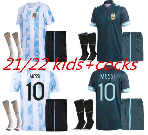 

2021 2022 argentina kids kit and socks home away soccer jersey 20 21 messi dybala football shirts aguero icardi mascherano camiseta de futbo, Black;yellow