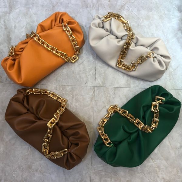 

100%genuine leather shoulder bag with big chain classic handbags luxury designer lady money clip brand handbag womens purses card wallet mes