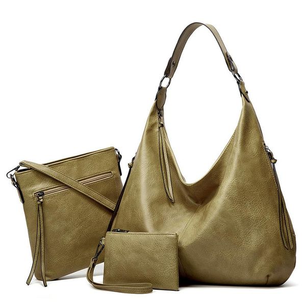 

duffel bags 2021 three piece one shoulder messenger handbag soft pu lady's bag