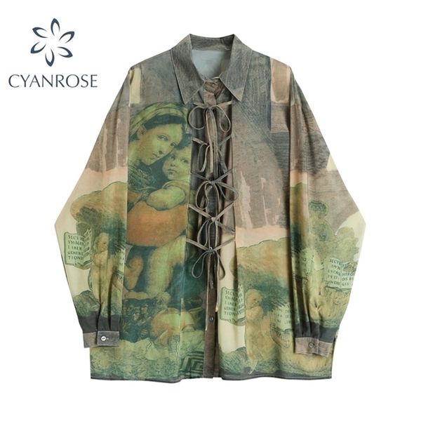 

print vintage blouse woman turn down collar autumn fashion casual smock blouse loose long sleeve lady blusa feminina 210515, White