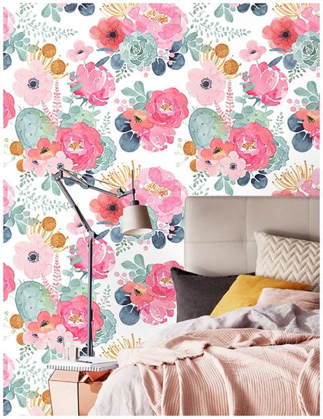 

wallpapers haokhome peel and stick floral wallpaper pink/green/whtie self adhesive decorative for bedroom girls room