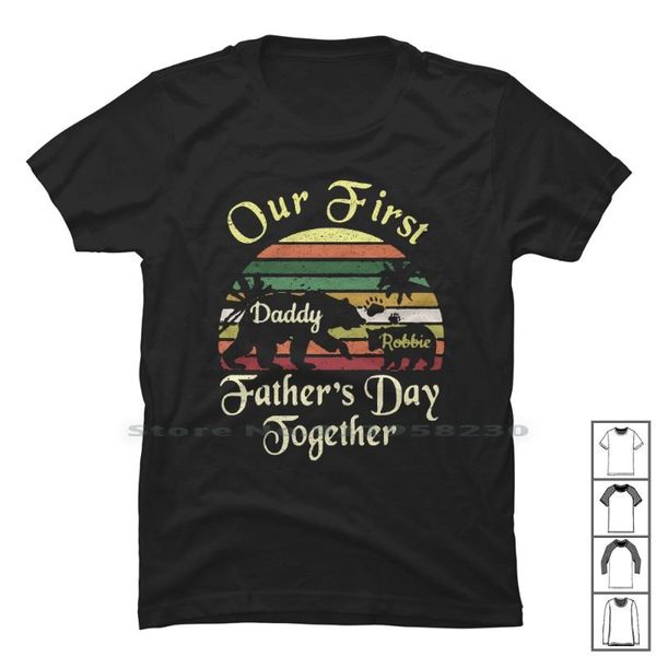 

men's t-shirts our first father day together bear vintage t shirt 100% cotton animals trend daddy cute tage, White;black
