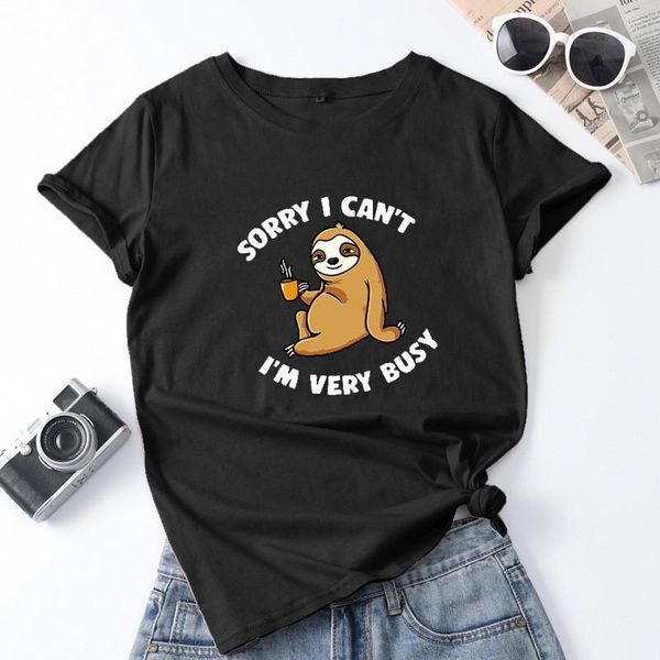 

women's t-shirt women summer sloth cartoon printing short sleeve tee casual tunic plus size t-shirts camiseta mujer, White