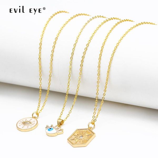 

micro pave zircon turkish evil pendant necklace copper gold color long chain jewelry for women girls be134 necklaces, Silver