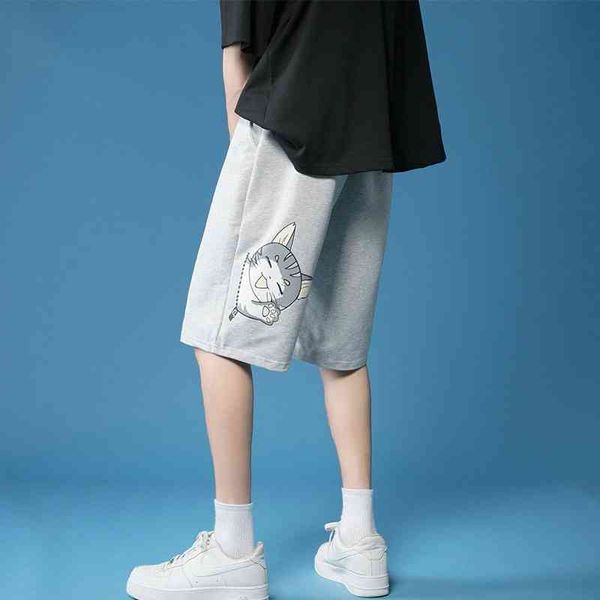 

casual shorts men's summer cartoon pants trend, White;black