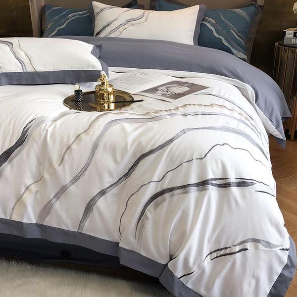 

bedding sets luxury fashion set simple embroidery bed sheets pillowcases super soft ropa de cama home textile di50ct