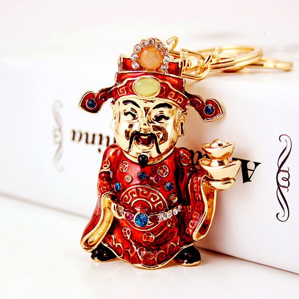 

souvenir china wind creative oil dripping craft gift god of wealth car key ring metal pendant men's chain ornament