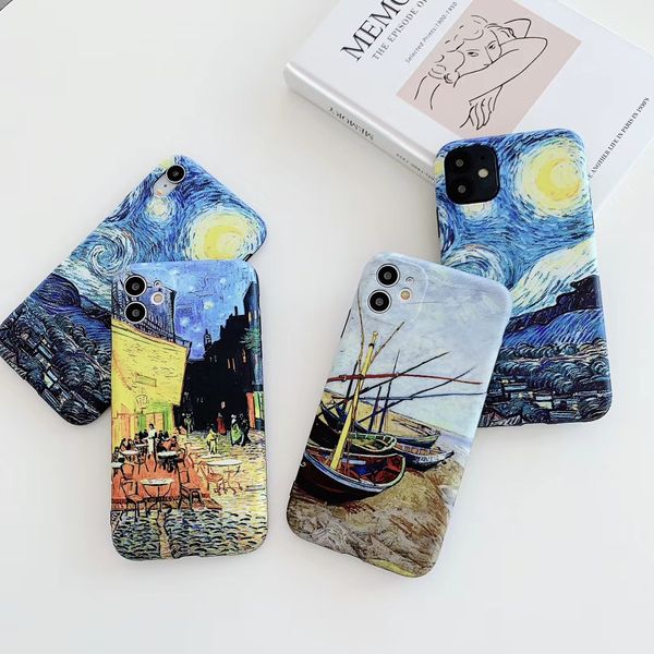 

van gogh starry sky art phone case for iphone 11 11pro max soft silicone back cover for iphone x xr xs max 7 8 plus se2020 wholesale