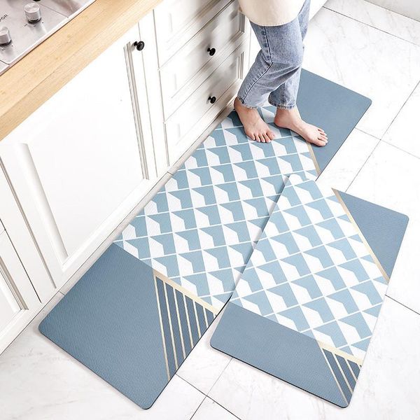 

carpets morden geometric pvc leather kitchen non-slip floor mat waterproof oil-proof rug