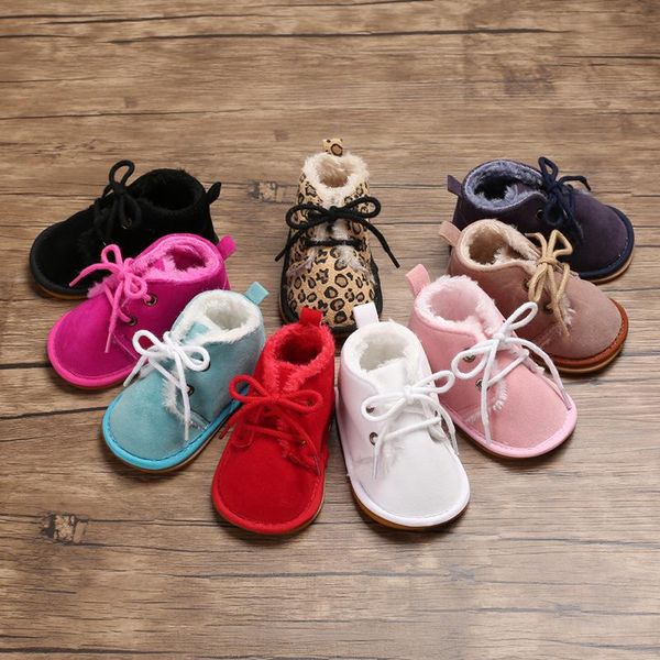 

first walkers born baby boy girl moccasins shoe sneakers soft cotton warm plush leopard print winter anti slip shoes