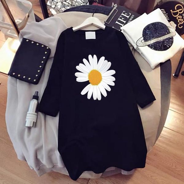 

women's t-shirt plus size daisies print women 100%cotton shirts o neck short sleeve tees summer t shirt tshirt, White