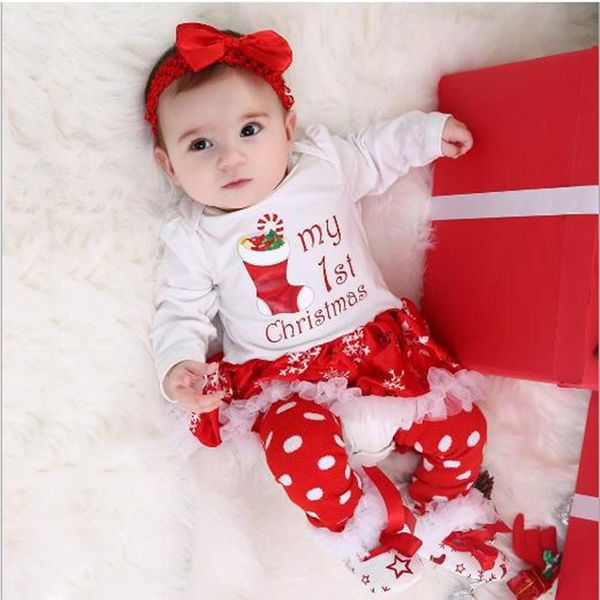 

clothing sets born clothes baby christmas girls 4 pcs/set toddler cotton set for boys 0-24m holiday dress, White
