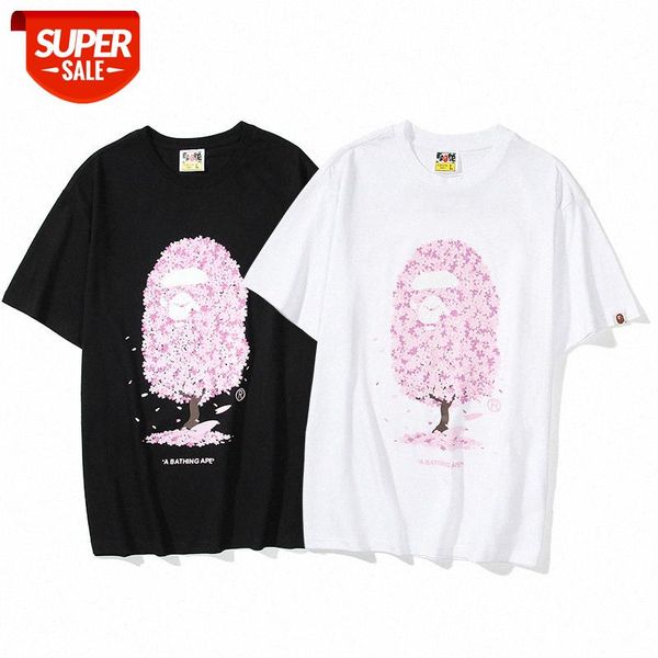 

japanese brand flower tree loose men and women couple t-shirt direct selling men's #tt4g, White;black