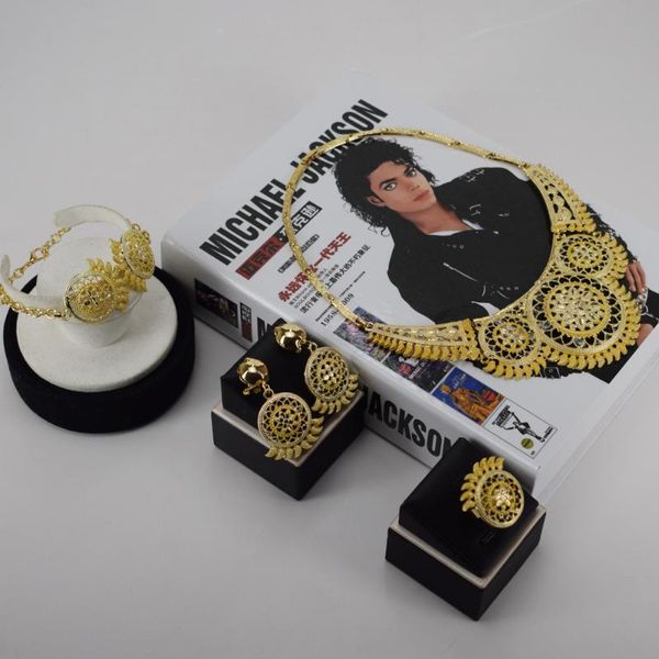 

earrings & necklace sakura love african jewelry set bridal fashion dubai gold bracelet glamour woman earring morocco banquet wedding gift, Silver