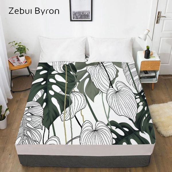 

sheets & sets 3d hd digital print custom bed sheet with elastic,fitted twin/full/queen/king,leaf mattress cover 160x200/150/180/200