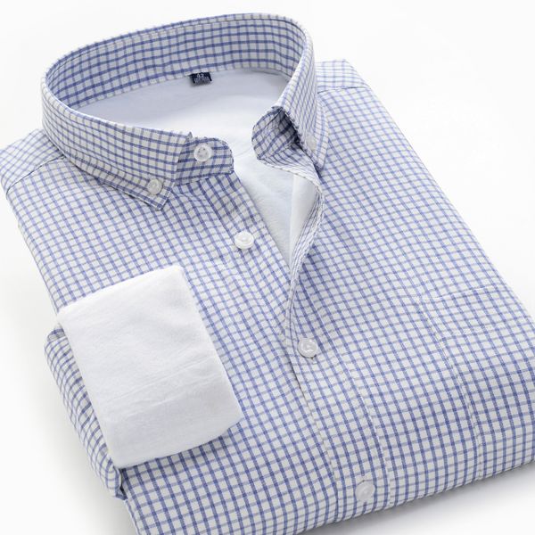 

10xl size big winter plaid long sleeves of clothing plus velvet shirt, White;black