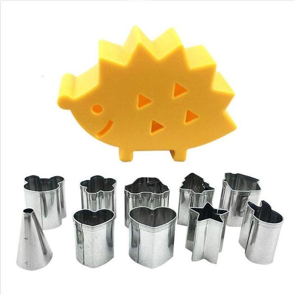 

baking moulds 10pcs fruit cookie cutter mold with hedgehog storage box mini metal mould fondant biscuit ham tools for kitchen