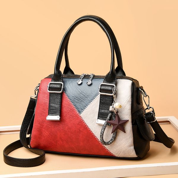 

messenger bags messenger bagspillow contrast leather boston 2021 cowhide women's portable one shoulder bag