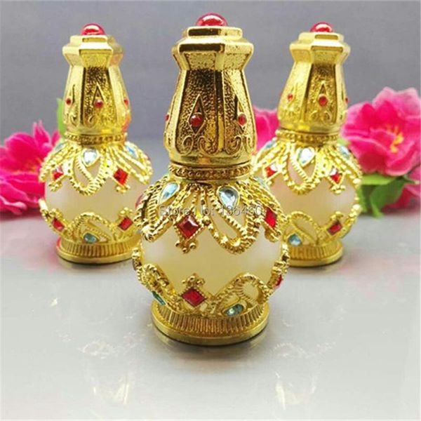 

empty 12ml golden pattern egyptian perfume bottle luxury elegant handmade for women gift restoring ancient ways storage bottles & jars