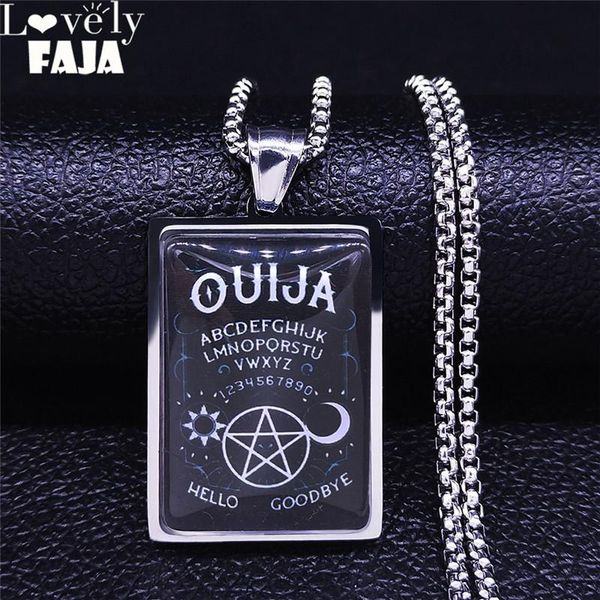 

witchcraft divination pentagram sun moon stainless steel glass pendant necklace women/men silver color geometry jewelry n5200s03 necklaces