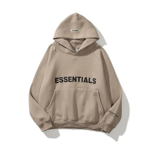 

warm essentials hooded sweatshirts mens womens fashion streetwear pullover loose hoodies lovers clothing, Black
