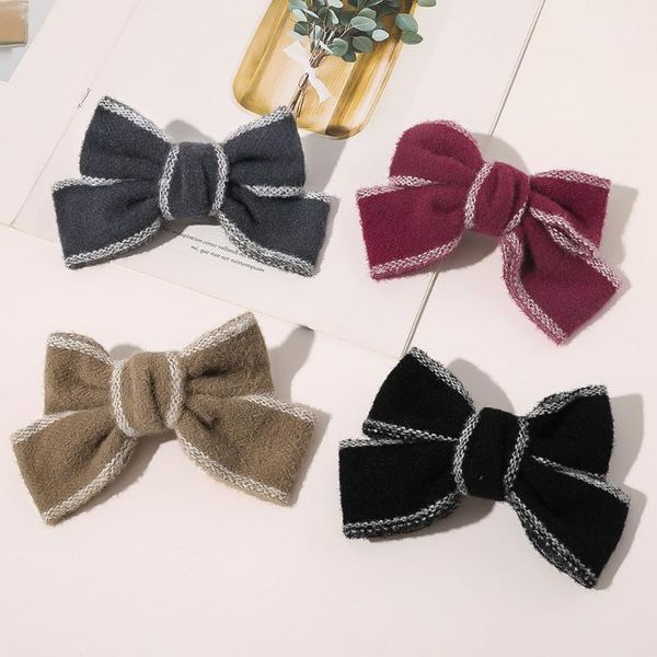 

winter women cute big bow hair clip korean style woolen bandana desinger accessories for female ornament1