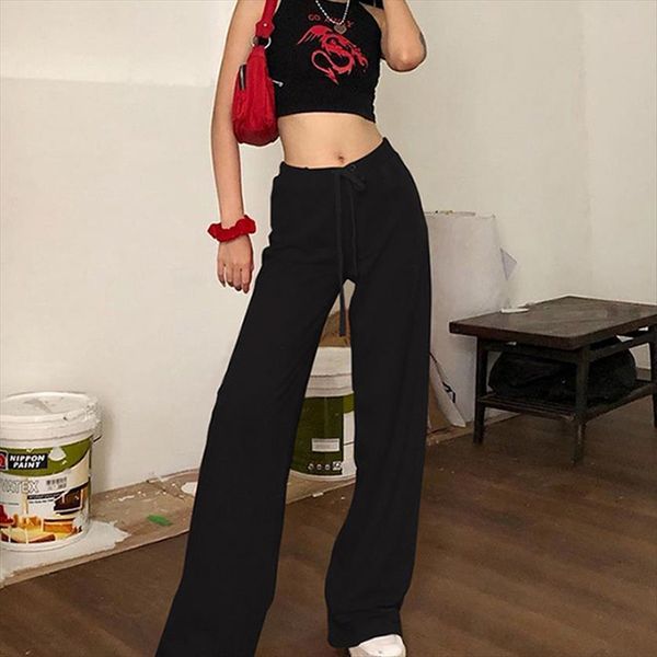 

orangea velvet y2k solid women capris wide leg high waist streetwear vintage chic summer fashion fabric fitness winter trousers, Black;white