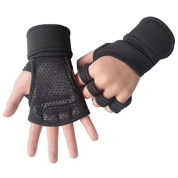 

wrist support 1 pair weight lifting training gloves silicone women men fitness gymnastics grips anti-slip gym hand palm protector wristband, Black;red