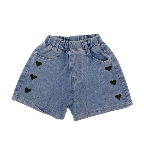 

shorts summer baby girl kids short jeans pants fashion embroidery heart denim for girls bottom clothes 2 to 9 years, Black