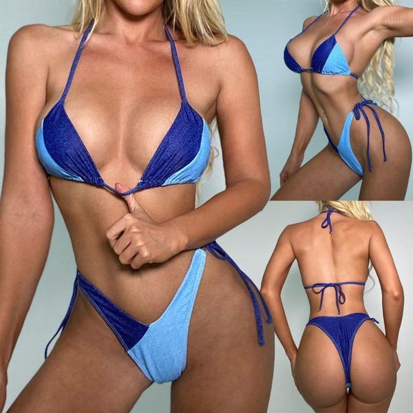 

swimwear women swimsuit tow-piece patchwork bandage solid bikini set beach maillot de bain femme women's, White;black