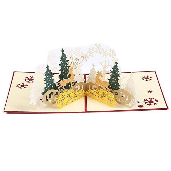 

greeting cards creative exquisite double deer forest christmas gift 3d