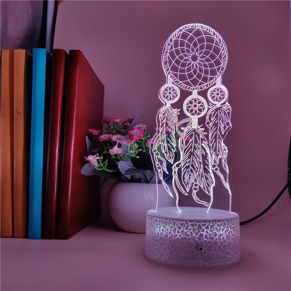 

creative nightlight led dream catcher 3d desk lamp acrylic night light color changing atmosphere decoration bluetooth base