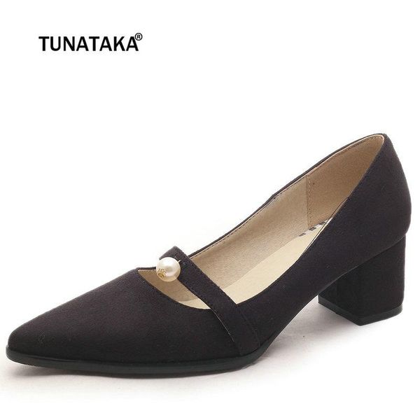 

dress shoes women flock thick heel mary jane pumps fashion pointed toe casual gray black blue orange