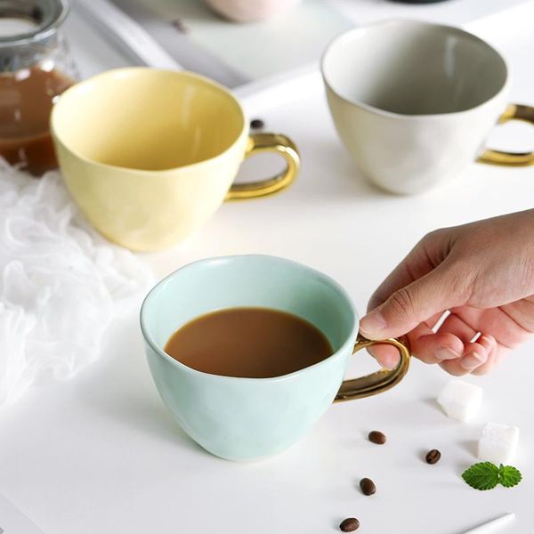 

mugs 360ml nordic coffee cups with gold handle creative for breakfast milk cereal water kitchen office drinkware home decor gift
